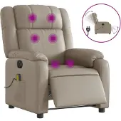 Syfax Massagesessel Elektrisch Cappuccino-Braun Kunstleder