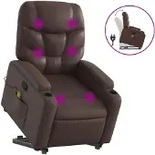 Syfax Massagesessel mit Aufstehhilfe Braun Kunstleder