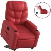 Syfax Relaxsessel mit Aufstehhilfe Elektrisch Rot Kunstleder