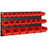 The Living Store 26-tlg Stapelboxen-Wandregal Rot & Schwarz 77x39cm Polypropylen