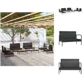 vidaXL 8-tlg. Garten-Lounge-Set mit Auflagen Poly Rattan Schwarz - Gartenmöbel-Sets