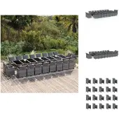 vidaXL 21-tlg. Garten-Essgruppe mit Kissen Poly Rattan Grau - Gartenmöbel-Sets