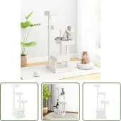 The Living Store Kratzbaum Weiß 45,5x49x103 cm Massivholz Kiefer