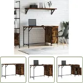 The Living Store Computertisch Räuchereiche 131x48x75 cm Holzwerkstoff