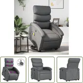 The Living Store Massagesessel mit Aufstehhilfe Grau Kunstleder