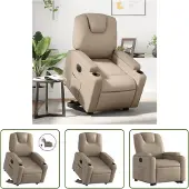 The Living Store Relaxsessel mit Aufstehhilfe Elektrisch Cappuccino Kunstleder