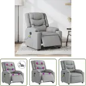The Living Store Massagesessel Elektrisch Hellgrau Stoff