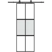 Syfax Schiebetür mit Beschlag Schwarz 76x205 cm Hartglas