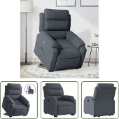The Living Store Relaxsessel mit Aufstehhilfe Dunkelgrau Samt