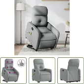 The Living Store Massagesessel mit Aufstehhilfe Hellgrau Stoff