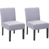Mendler 2er-Set Esszimmerstuhl HWC-F61, Stuhl Lounge-Stuhl, Stoff/Textil grau