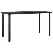 Syfax Garten-Esstisch Schwarz 140x70x74 cm Stahl und Glas