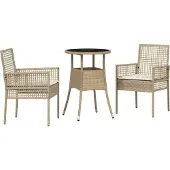 Syfax Garten Essgruppe 3 stk. Beige Poly-Rattan