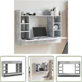 The Living Store Wand-Schreibtisch Betongrau 105x48x75 cm Holzwerkstoff