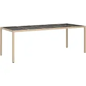 Syfax Gartentisch Beige 250x100x75 cm Hartglas und Poly Rattan