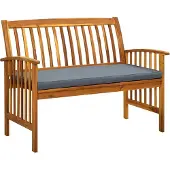 The Living Store Gartenbank mit Kissen 119 cm Massivholz Akazie
