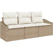 Syfax Gartensofa-set 3 stk. Beige und Weiß Poly-Rattan