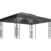 Syfax Pavillon mit Doppeldach & LED-Lichterkette 3x4 m Anthrazit