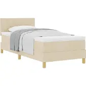 Syfax Boxspringbett mit Kissen mit Kopfteil Creme 90 x 190 cm Stoff