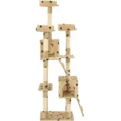 Syfax Katzen-Kratzbaum mit Sisal-Säulen 170 cm Beige Pfoten-Aufdruck