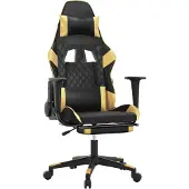 Syfax Gaming-Stuhl mit Fußstütze Schwarz und Golden Kunstleder