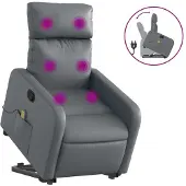 Syfax Massagesessel mit Aufstehhilfe Grau Kunstleder