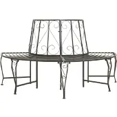 The Living Store Garten-Baumbank Halbrund 160 cm Stahl