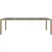 Syfax Gartentisch mit Glasplatte Beige Poly Rattan