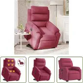The Living Store Massagesessel mit Aufstehhilfe Elektrisch Weinrot Samt