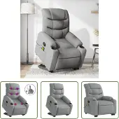 The Living Store Massagesessel mit Aufstehhilfe Hellgrau Stoff