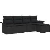 Syfax Outdoor-Sofa 5 stk. Schwarz Poly-Rattan