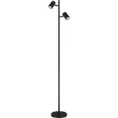 Globo Lighting Stehleuchte Metall schwarz matt, Aluminium schwarz matt, Kabel PVC schwarz, Fußtrittschalter im Kabel, LxBxH: 270x220x1580mm, Kabellänge 1800mm, exkl. 2x GU10 LED 5W 230V