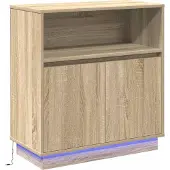 Syfax LED-Sideboard Sonoma-Eiche 71 x 34,5 x 75 cm Holzwerkstoff