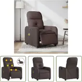 The Living Store Massagesessel Elektrisch Dunkelbraun Stoff