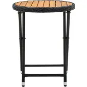 Syfax Beistelltisch Schwarz 60 cm Poly Rattan und Massivholz Akazie