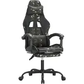 vidaXL Gaming-Stuhl mit Fußstütze Schwarz und Tarnfarben Kunstleder