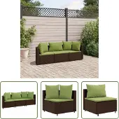 The Living Store 3-tlg. Garten-Sofagarnitur mit Kissen Braun Poly Rattan