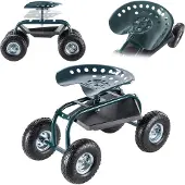 Kadax Gartenstuhl auf Rollen Sitz Gartenhocker Aufbewahrungsbox Werkzeug 2in1