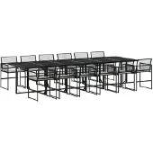 Syfax 13-tlg. Garten-Essgruppe mit Kissen Schwarz Poly Rattan