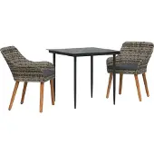 Syfax Garten Essgruppe 3 stk. Grau Poly-Rattan