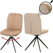 Mendler 2er-Set Esszimmerstuhl HWC-M68, Küchenstuhl Lehnstuhl, drehbar Auto-Position, Metall Stoff/Textil beige