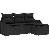 Syfax Gartensofa-set 4 stk. Schwarz Poly-Rattan
