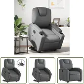 The Living Store Relaxsessel mit Aufstehhilfe Grau Kunstleder