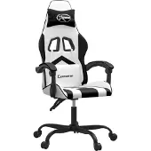 Syfax Gaming-Stuhl Drehbar Weiß und Schwarz Kunstleder