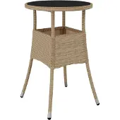 Syfax Gartentisch Ø60x75 cm Hartglas und Poly Rattan Beige