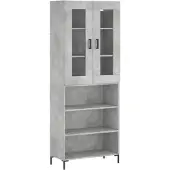 Syfax Highboard Betongrau 69,5x34x180 cm Holzwerkstoff