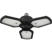 Osram Highbay Blade Deckenlampe in Schwarz, Aluminium, mit verstellbaren Lichtflügeln, bietet 40 W bzw. 4300 lm in Neutralweiß mit 4000 K, E27 Schraubgewinde, 337. 5 mm Durchmesser, IP20