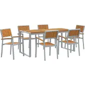 Syfax Garten Essgruppe 7 stk. Grau Massivholz Akazie