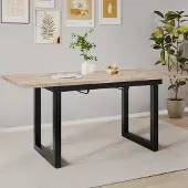 MODFU Esstisch Ausziehbarer Klapptische, Kaffee-Freizeittisch rechteckiger, Industriestil Eicheoptik+schwarz