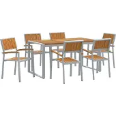 Syfax Garten Essgruppe 7 stk. Grau Massivholz Akazie